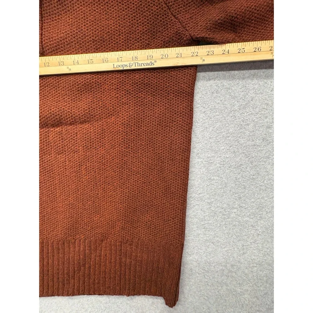 Banana Republic Mens Merino Wool Honeycomb Mock Neck Sweater Orange Large 171383
